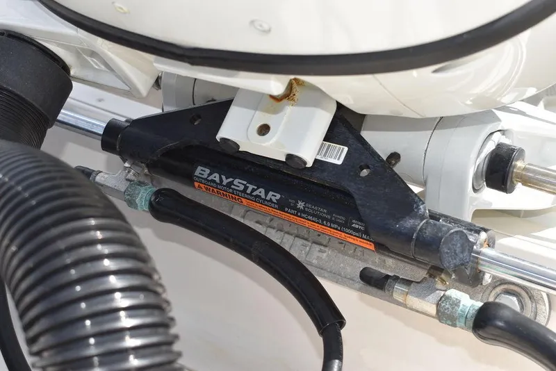 Slide: The Image of BayStar hydraulic steering system on 2021 Carolina Skiff 19 LS boat. - 28