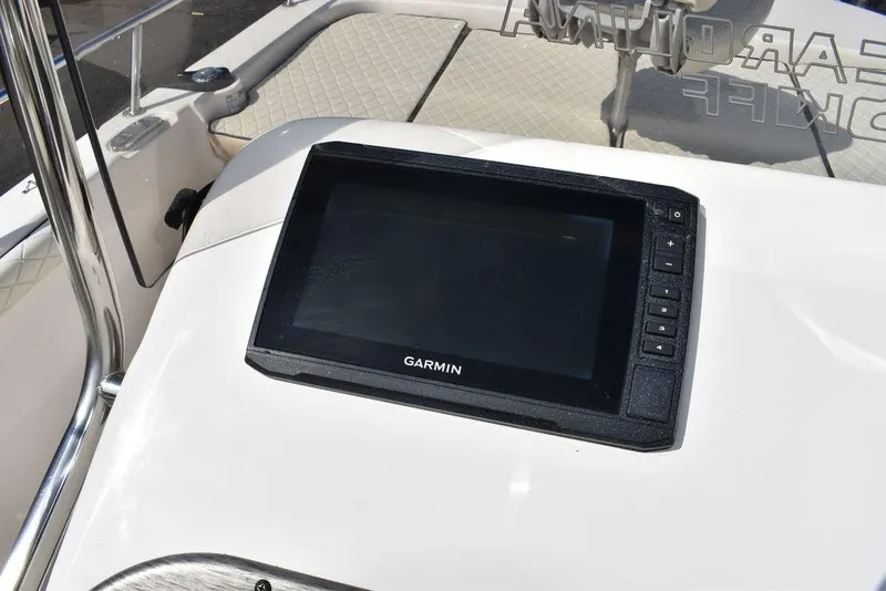Slide: The Image of Garmin navigation system on 2021 Carolina Skiff 19 LS boat dashboard. - 36