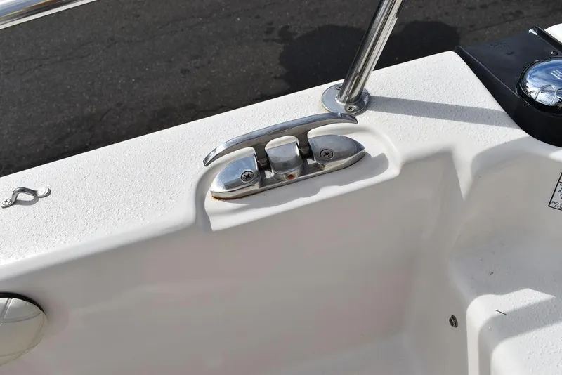Slide: The Image of 2021 Carolina Skiff 19 LS boat cleat and railing detail. - 49