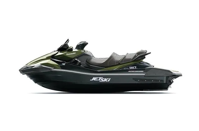 Slide: The Image of 2024 Kawasaki Waverunner JET SKI® ULTRA® 310LX, side view, green and black. - 7