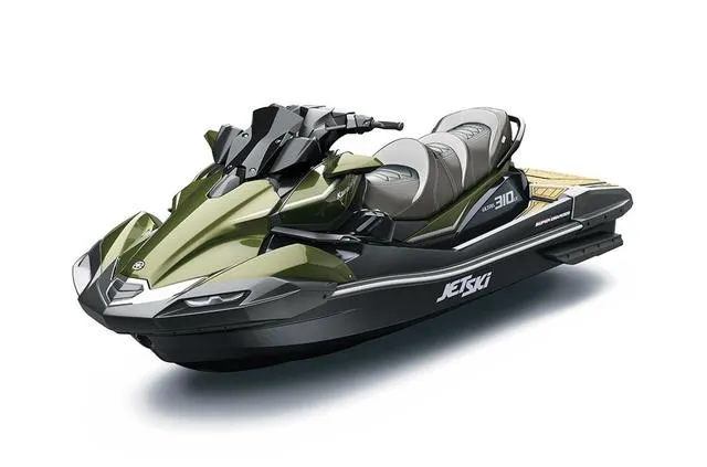 Slide: The Image of 2024 Kawasaki Waverunner JET SKI® ULTRA® 310LX in green and black. - 8