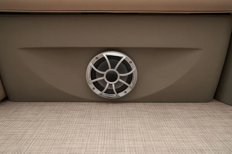 Slide: The Image of 2024 Sun Tracker Party Barge 22 XP3 interior cup holder and storage compartment. - 21