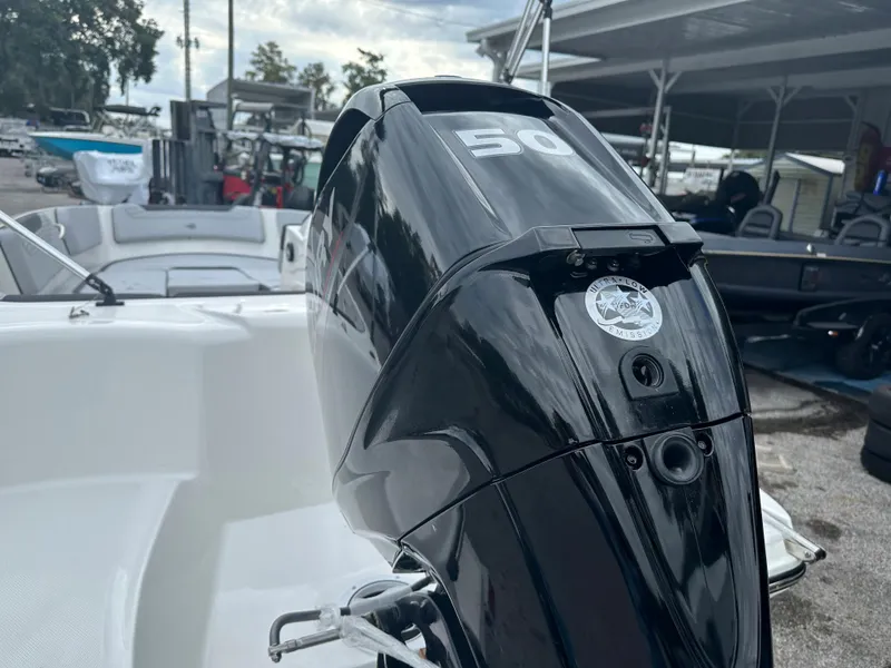 Slide: The Image of 2025 Bayliner Element M15 boat with powerful 50 HP outboard motor. - 9
