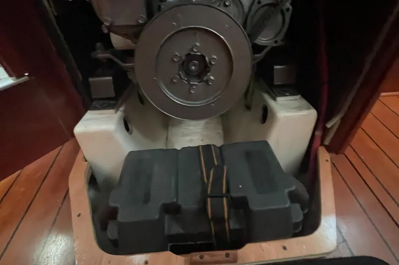 Slide: The Image of Engine compartment of a 2002 Beneteau 393 sailboat. - 20