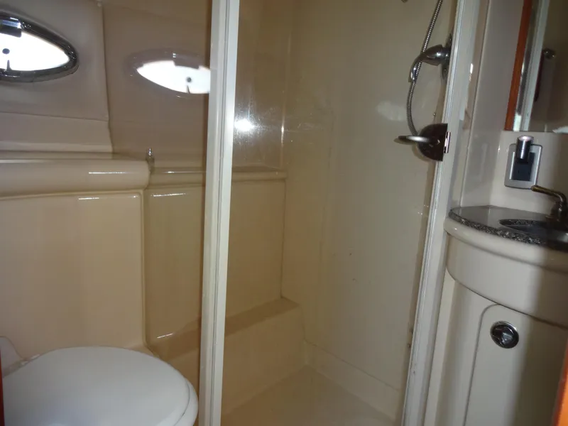 Slide: The Image of Bathroom of 2004 Meridian 408 Motoryacht with shower, toilet, and sink. - 45