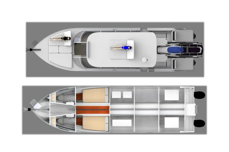 Slide: The Image of Top view layout of 2024 YachtCat 41, showcasing deck and interior design. - 31