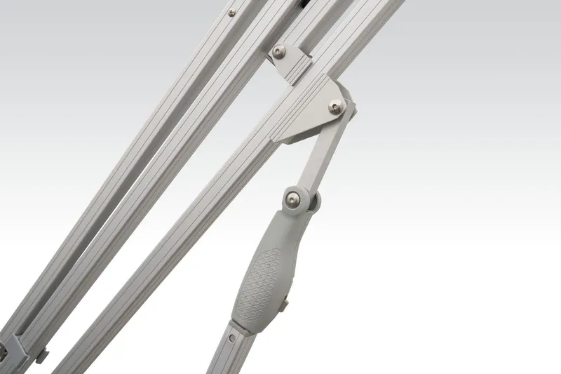 Slide: The Image of Close-up of 2024 Ranger Reata 223C boat's adjustable support arm mechanism. - 42