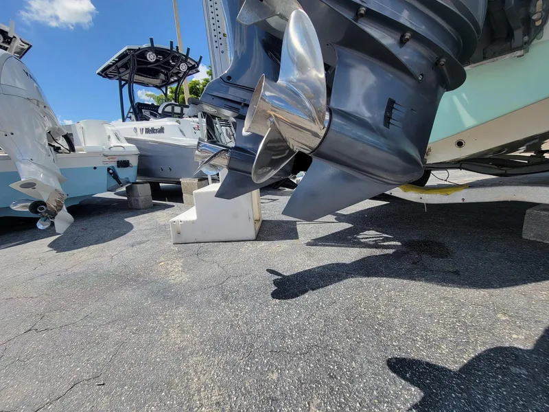 Slide: The Image of 2018 Key West 281 Billistic boat propellers in a marina. - 48