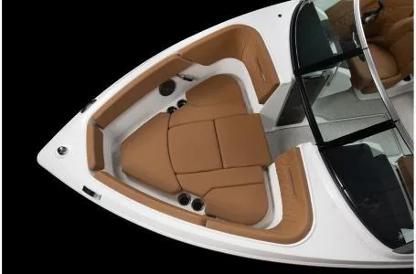 Slide: The Image of 2024 Four Winns H1 OB boat with luxurious tan seating and sleek design. - 10