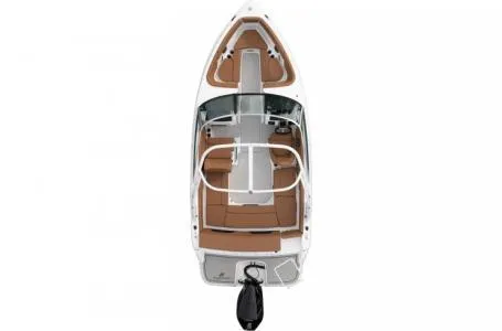 Slide: The Image of 2024 Four Winns H1 OB boat, top view, white and brown interior. - 14
