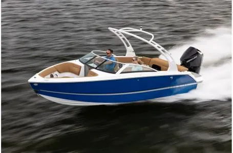 Slide: The Image of 2024 Four Winns H1 OB speedboat cruising on water. - 17