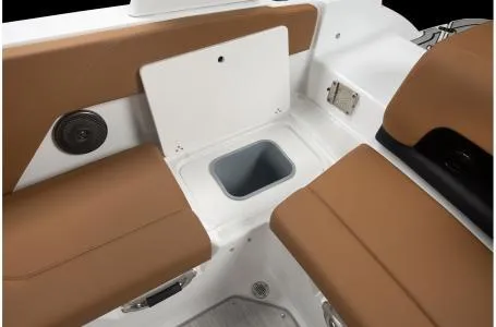 Slide: The Image of 2024 Four Winns H1 OB boat seating area with storage compartment. - 4