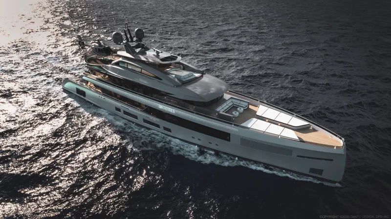 The Image of Custom 51m Hybrid SINDERELLA yacht cruising on open sea, 2027 model. - 0