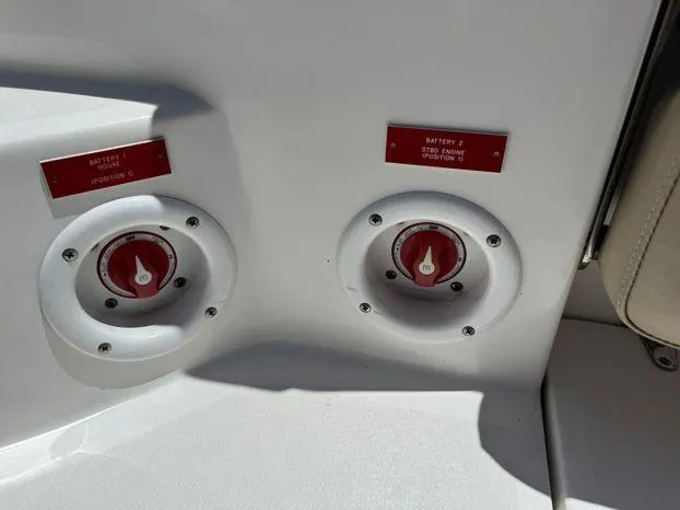 Slide: The Image of Battery switches on a 2017 Sea Fox 288 Commander boat. - 39