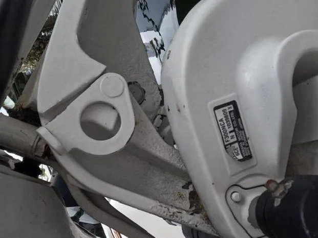 Slide: The Image of Close-up of a 2017 Sea Fox 288 Commander boat component with visible label. - 9