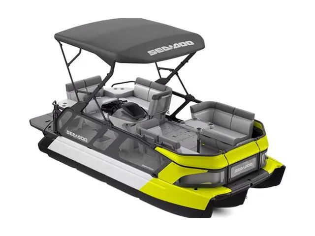 The Image of 2024 Sea-Doo Switch® Cruise 18 - 230 hp pontoon boat with canopy and seating. - 1