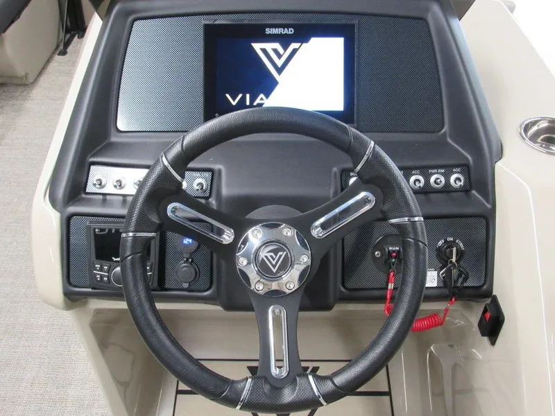 Slide: The Image of 2023 Viaggio Diamante U D21U boat steering console with Simrad display. - 11
