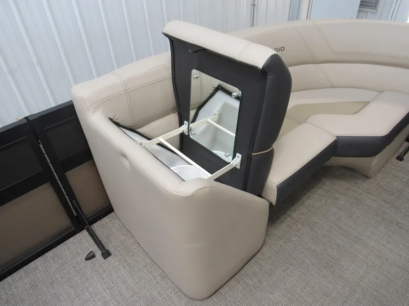 Slide: The Image of 2023 Viaggio Diamante U D21U boat with beige and black seating and storage compartment. - 24