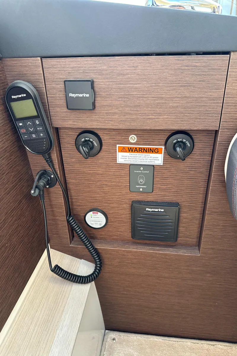 Slide: The Image of Control panel of a 2021 Prestige 420 S yacht with Raymarine equipment. - 31