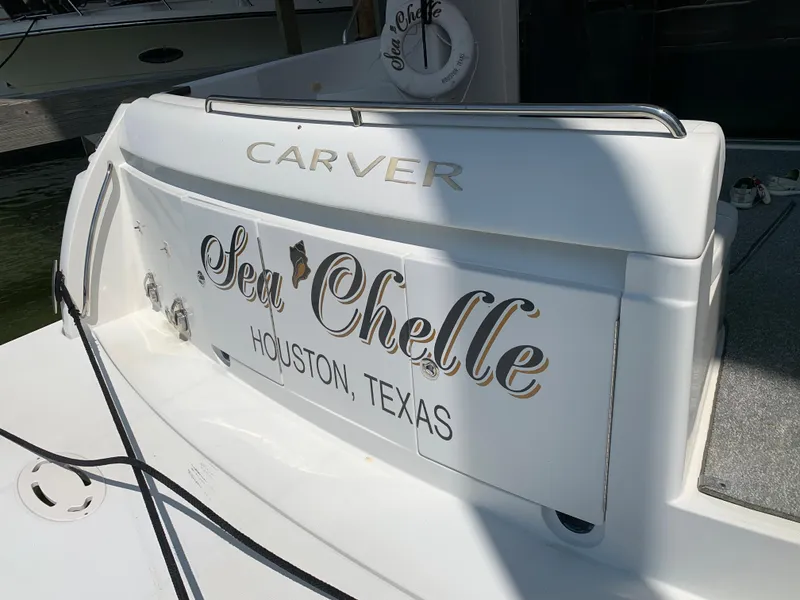 Slide: The Image of 2007 Carver 56 Voyager yacht named "Sea Chelle" docked in Houston, Texas. - 24