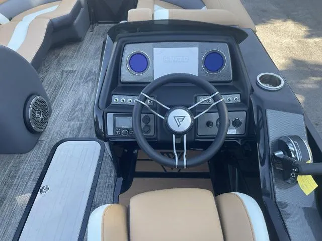 Slide: The Image of 2022 Viaggio D23Q boat dashboard with steering wheel and control panel. - 10