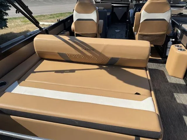 Slide: The Image of 2022 Viaggio D23S boat interior with tan and white seating. - 9
