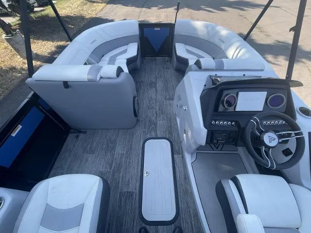 Slide: The Image of 2022 Viaggio D23U boat interior with modern seating and steering console. - 7