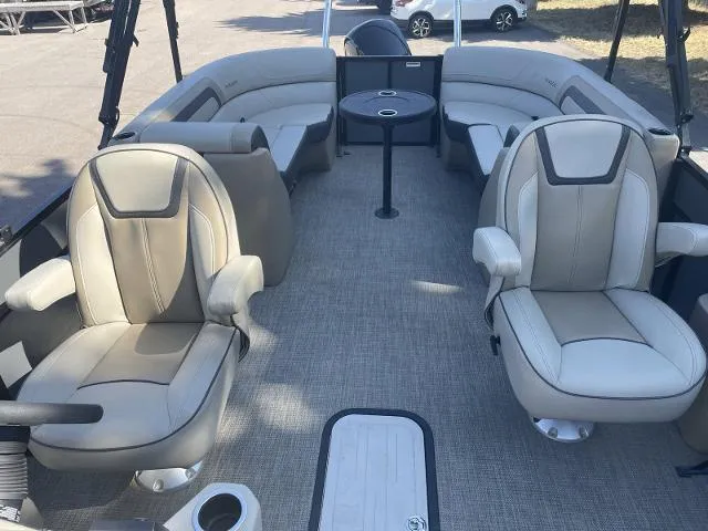 Slide: The Image of Viaggio L22U 2022 boat interior with plush seating and table. - 12