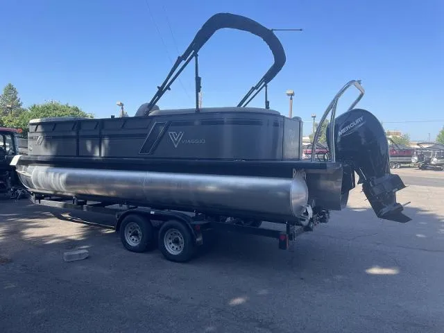 Slide: The Image of 2022 Viaggio L22U pontoon boat on trailer with Mercury outboard motor. - 5