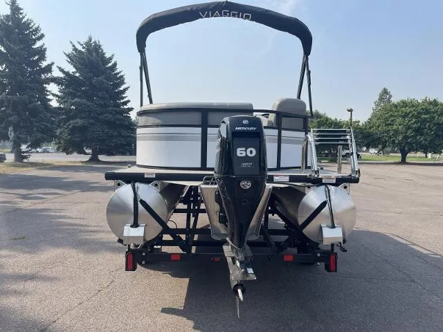 Slide: The Image of 2022 Viaggio DM16F pontoon boat with Mercury 60 HP outboard motor. - 5