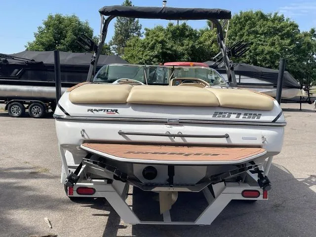 Slide: The Image of 2023 Sanger V237 SX boat rear view with swim platform and wakeboard tower. - 5