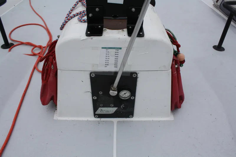 Slide: The Image of Control panel on 2004 Farr 40 sailboat deck with ropes and gauge. - 13