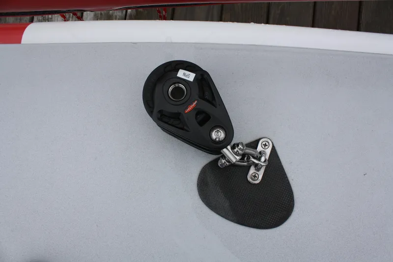 Slide: The Image of Close-up of a Farr 40 sailboat deck fitting, 2004 model. - 22