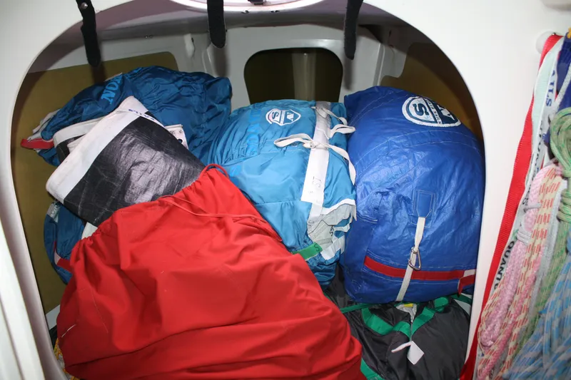 Slide: The Image of Sails stored in a 2004 Farr 40 yacht cabin. - 43