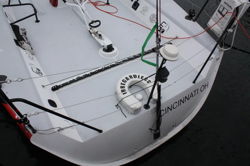 Slide: The Image of Farr 40 sailboat, 2004 model, docked with "Cincinnati OH" on stern. - 7