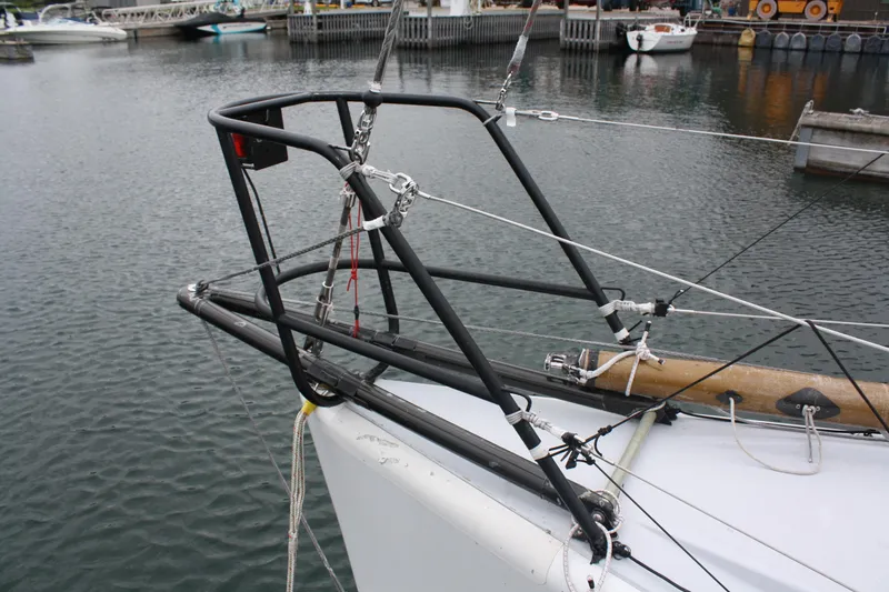 Slide: The Image of Farr 40 sailboat bow detail, 2004 model, docked in a marina. - 8