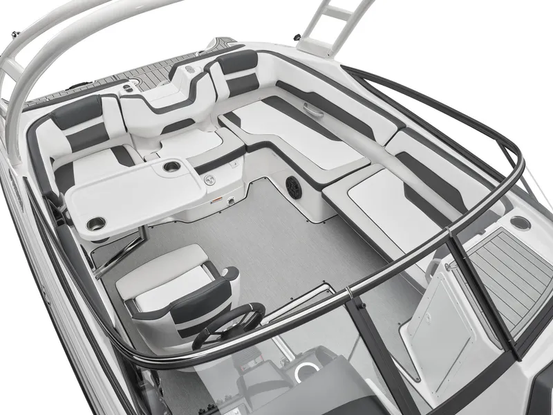 Slide: The Image of 2024 Yamaha Boats AR195 interior with spacious seating and modern design. - 3
