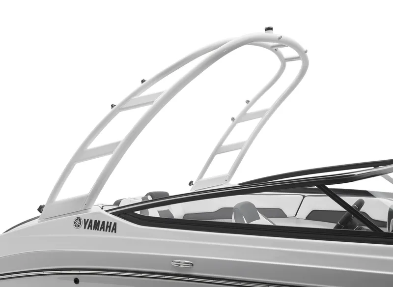 Slide: The Image of 2024 Yamaha Boats AR195 with sleek white wakeboard tower. - 7