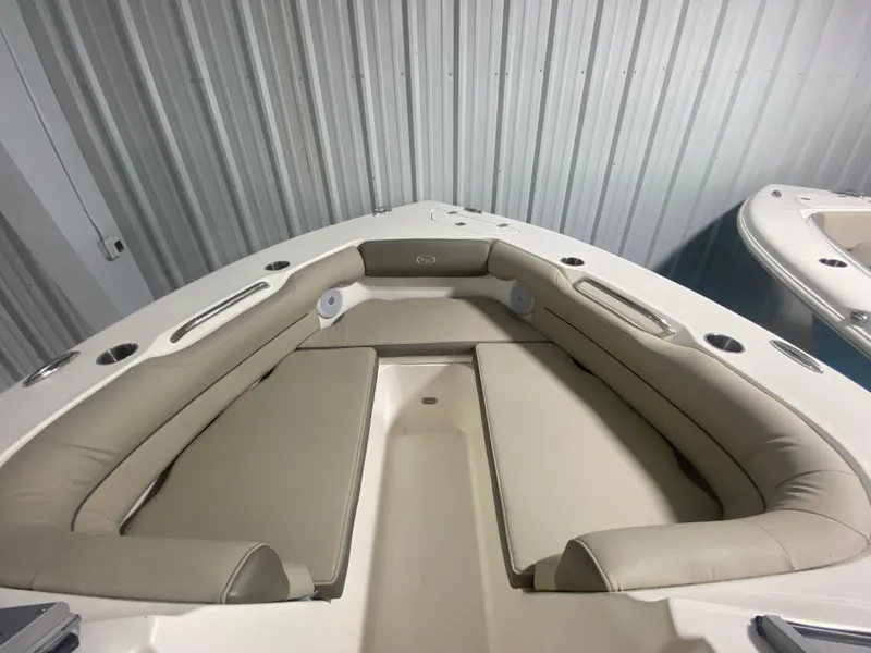 Slide: The Image of 2024 Key West 239 DFS boat interior with beige seating. - 23