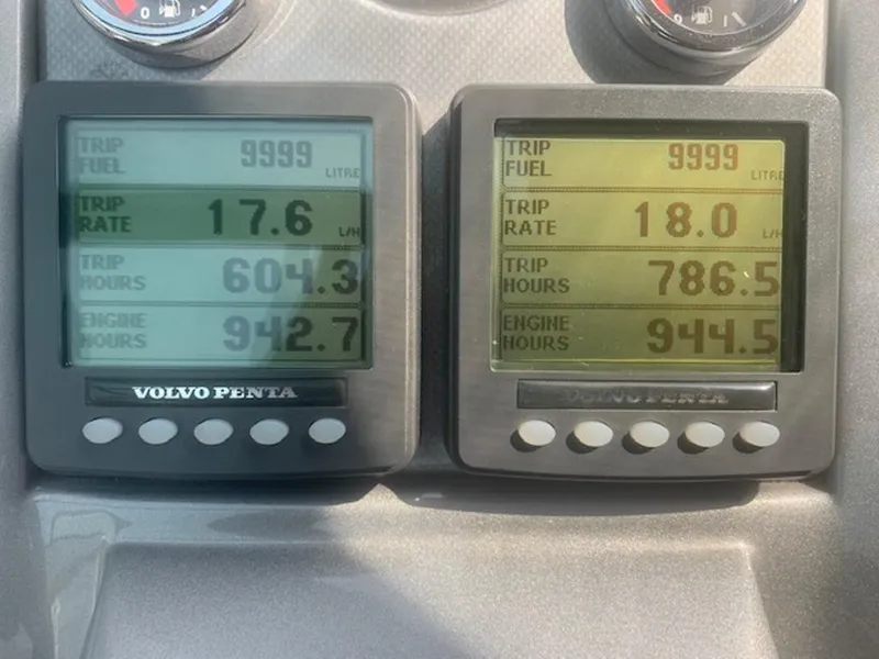 Slide: The Image of Volvo Penta displays on a 2008 Marquis 40 SC boat. - 2