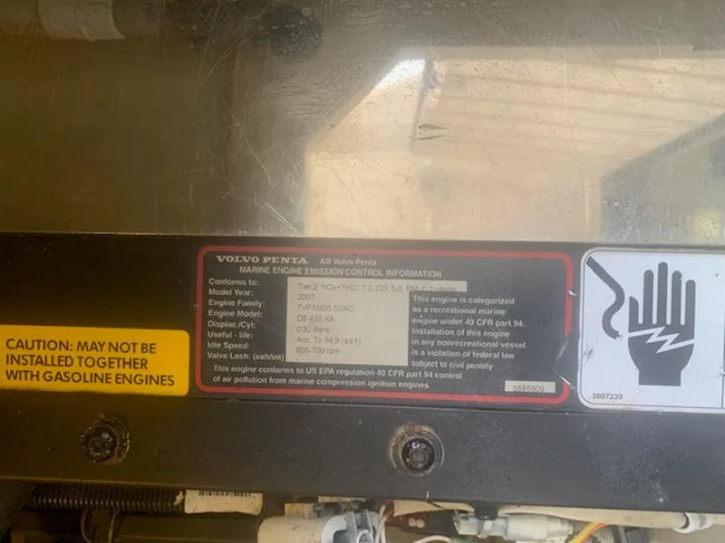 Slide: The Image of Volvo Penta engine control label on 2008 Marquis 40 SC. - 20