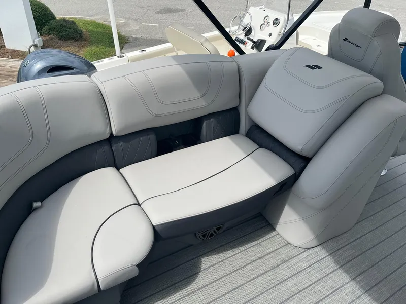 Slide: The Image of 2024 Starcraft SLS 3 boat with luxurious seating and modern design. - 11