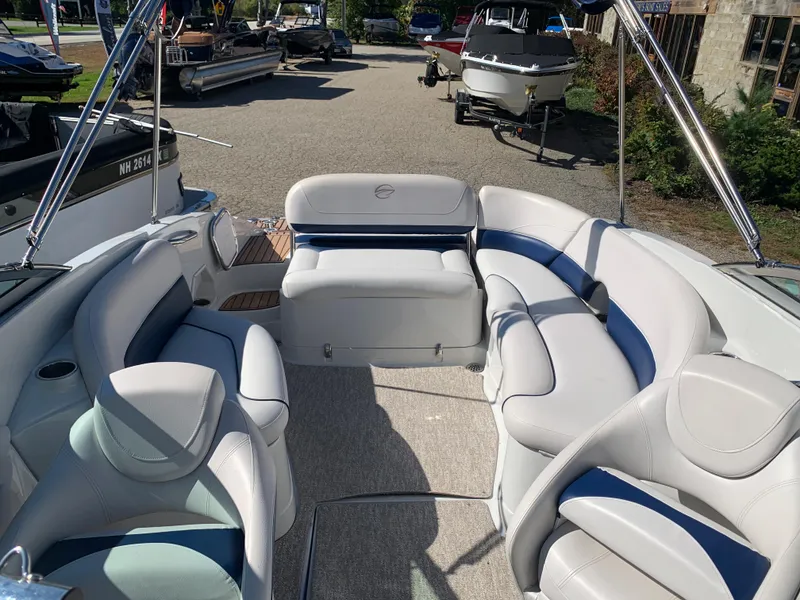 Slide: The Image of 2012 Crownline E6 boat interior with spacious seating and modern design. - 17