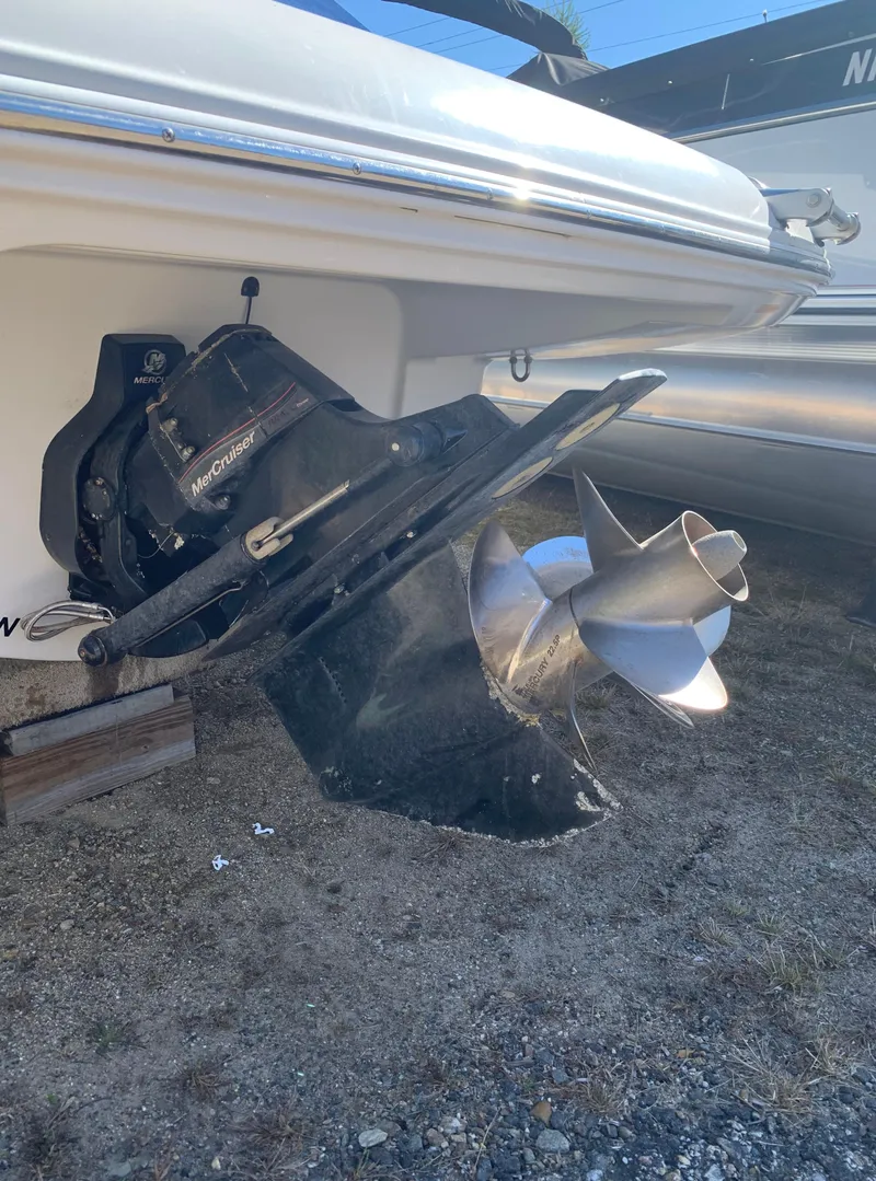 Slide: The Image of 2012 Crownline E6 boat propeller and outdrive close-up. - 6