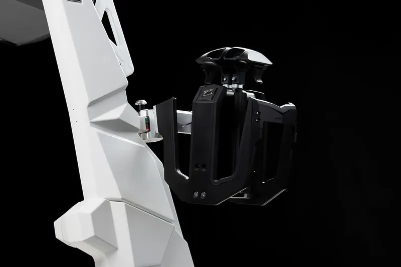 Slide: The Image of 2024 Nautique GS22 wakeboard tower with black wakeboard rack. - 8