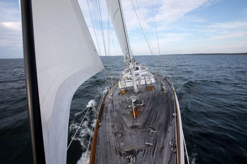 Slide: The Image of Sailing on a 1997 Hinckley OceanCruising 52 yacht in open waters. - 19