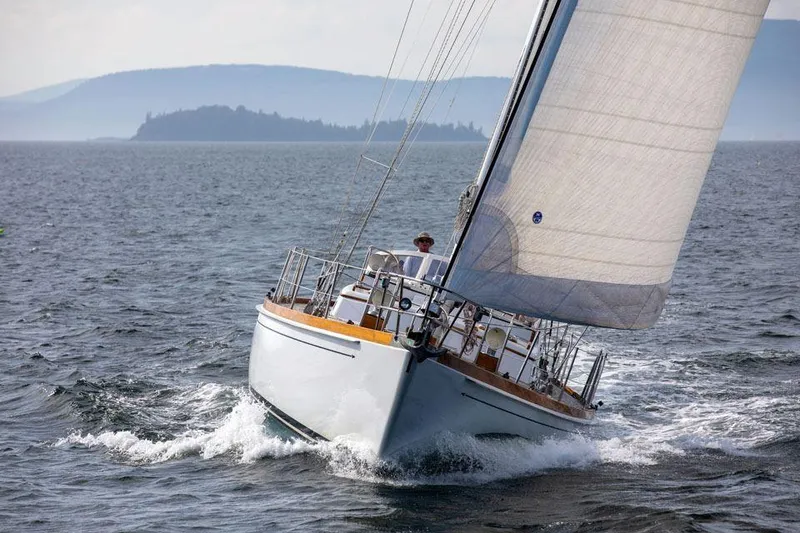 Slide: The Image of Sailing yacht Hinckley OceanCruising 52, 1997 model, navigating open waters. - 2