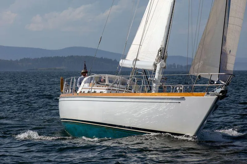Slide: The Image of Sailing yacht Hinckley OceanCruising 52, 1997 model, navigating open waters. - 6