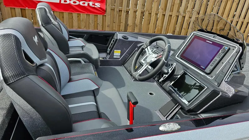Slide: The Image of 2024 Ranger Z521R Ranger Cup Equipped boat interior with advanced dashboard and seating. - 15