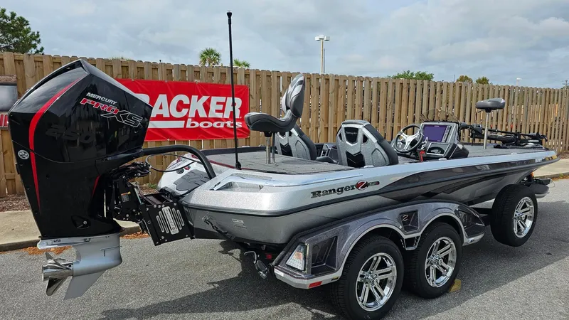 Slide: The Image of 2024 Ranger Z521R Ranger Cup Equipped bass boat with powerful outboard motor. - 19